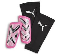 PUMA Ultra Light Sleeve Football Shin Guards, Poison Pink/White/Black, size Large