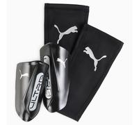 PUMA Ultra Twist Football Sleeve Shinguards, Black/Silver, size Medium