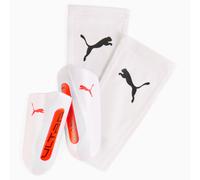PUMA Ultra Twist Football Sleeve Shinguards, White/Glowing Red, size Large