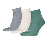 PUMA 701230337 Quarter Sock, Green/Grey, 43-46 (Pack of 3)