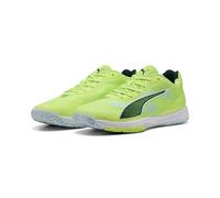 PUMA Unisex Accelerate Turbo 4 Indoor Court Shoe, Fizzy Light-Green Terrain White Silver, 12 UK