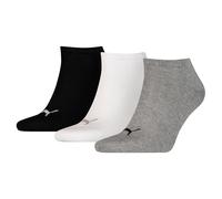 (12 UK-14 UK, Grey/White/Black) Puma Unisex Adult Invisible Socks (Pack of 3)