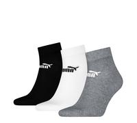 Puma Unisex Adult Quarter Ankle Socks (Pack of 3) (Black/White/Grey) - Black & Off-White - Size UK 6-8