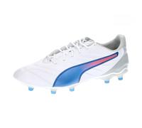 PUMA Unisex Adults King PRO FG/AG Soccer Shoe, PUMA White-BLUEMAZING-Flat Light Gray, 4.5 UK