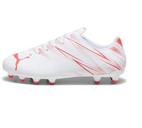 Puma Unisex-Child Attacanto Firm Artificial Ground Sneaker, Puma White-fire Orchid, 5.5 Little Kid