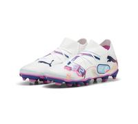 Puma Unisex-Child Future Match Firm Artificial Ground, Puma White-Luminous Blue-Poison Pink-Fizzy Melon, 4 Big Kid