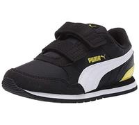 PUMA Unisex-Child St Runner Hook and Loop Sneaker, Puma Black-white-meadowlark, 4 Toddler