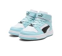 PUMA Unisex Children's Rebound Layup Hook and Loop Trainers, Puma White PUMA Black Safe Lake, 12 Little Kid