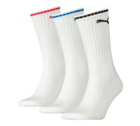 Puma Men's 3-Pack Stripe Sports Socks, White w/ red/black/blue - Size: 9/9.5/10/10.5/11/11.5/12