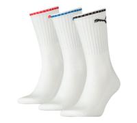 Puma Men's 3-Pack Stripe Sports Socks, White w/ red/black/blue - Size: 9/9.5/10/10.5/11/11.5/12