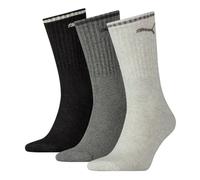 PUMA Unisex Crew Socks Stripe (3 Pair Pack) Anthracite/Grey, UK 12-14