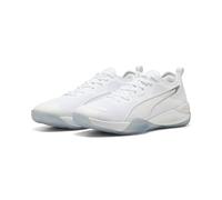 PUMA Unisex Eliminate Nitro 4 Indoor Court Shoe, White Silver, 9.5 UK