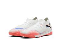 PUMA Unisex Future 8 Match Indoor Training Football Boots, PUMA White-PUMA Black-Glowing Red, 7 UK