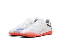 PUMA Unisex Future 8 Play Indoor Training Football Boots, PUMA White-PUMA Black-Glowing Red, 9 UK