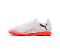 PUMA Unisex Future 8 Play TT Soccer Shoe, White Black-Glowing RED, 4.5 UK