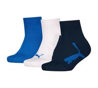 PUMA Unisex Kid's Bwt Recycled Cotton Quarter Sock, Navy/White/Strong Blue-New, 35-38 (Pack of 3)
