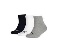 PUMA Unisex Kid's Bwt Recycled Cotton Quarter Sock, White/Grey/Black-New, 35-38 (Pack of 3)