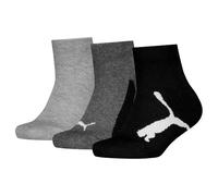 PUMA Unisex Kid's Bwt Recycled Cotton Quarter Sock, White/Grey/Black, 31-34 (Pack of 3)