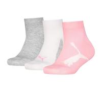 PUMA Unisex Kid's Bwt Recycled Cotton Quarter Socks, Pink/Grey-New, 31-34 (Pack of 3)