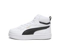 PUMA Unisex Kids Caven Mid ShoesPUMA Caven 2.0 Mid Sneaker, White Black-Gold, Size 5