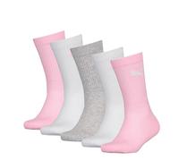 PUMA Unisex Kid's Junior Crew Sock, White/Pink, 27-30 (Pack of 5)