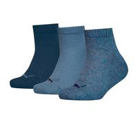 PUMA Unisex Kid's Quarter Recycled Cotton Sock, Blue Denim, 27-30 (Pack of 3)