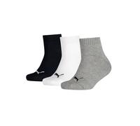 PUMA Unisex Kid's Quarter Recycled Cotton Sock, Grey/White/Black, 31-34 (Pack of 3)