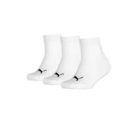 PUMA Unisex Kid's Quarter Recycled Cotton Sock, White, 31-34 (Pack of 3)