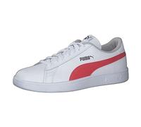 PUMA Unisex Kids Smash V2 Leather Sneakers, PUMA WHITE HIGH RISK RED, 4 UK
