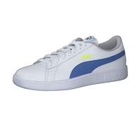 PUMA Unisex Kids Smash V2 Leather Sneakers, Puma White Victoria Blue, 5 UK