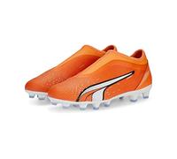 PUMA Unisex Kids Ultra Match Ll Fg/Ag Jr Soccer Shoe, Ultra Orange Puma White Blue Glimmer, 3.5 UK