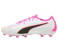PUMA Unisex King 20 Match Firm Ground/Artifical Ground Football Boots, PUMA White-Poison Pink-Bright Aqua, 8 UK