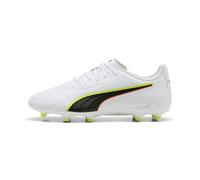PUMA Unisex King 20 Play Firm Ground/Artifical Ground Football Boots, PUMA White-Glowing Red-Yellow Alert, 10.5 UK