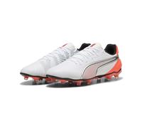 PUMA Unisex King Match FG/AG Soccer Shoe, White Silver-Glowing RED, 13 UK