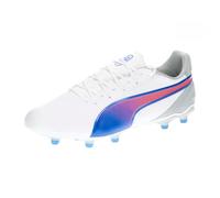 PUMA Unisex King Match Firm Ground/Artifical Ground Football Boots, PUMA White-Bluemazing-Flat Light Gray, 3.5 UK