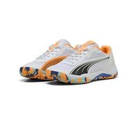PUMA Unisex NOVA Court Tennis Shoe, White Black-Vivid Blue-Heat FIRE, 9 UK