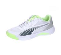 PUMA Unisex NOVA Court Tennis Shoe, White-Luminous Blue-Fizzy Apple-Shadow Gray, 7 UK