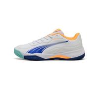 PUMA Nova Smash Padel Shoes, White/Vivid Blue/Heat Fire, size 8