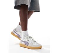 Puma Unisex Palermo leather trainers in white and purple - Size UK 3