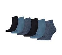 PUMA Unisex Plain Quarter Socks (6 Pair Pack) blue combo, 2.5-5