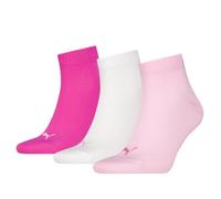PUMA Plain Recycled Cotton Quarter Sock, Pink Lady, 6-8 (Pack of 3)