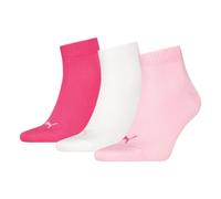 PUMA Plain Recycled Cotton Quarter Sock, Pink Lady, 2.5-5 (Pack of 3)