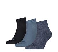 PUMA Unisex Puma Unisex 3p Quarter Plain Sock, Blue (Denim Blue), 2.5-5 UK
