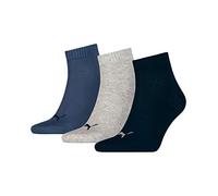 PUMA Unisex Puma Unisex 3p Quarter Plain Sock, Multicoloured (Navy/Grey/Nightshadow Blue), 2.5-5 UK, 271080001532035