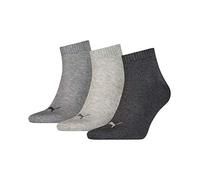 Puma Unisex Quarter Plain Socks (3 Pair Pack), Grey (Anthrazit/L Mel Grey/M Mel Grey), 2.5-5 (Manufacturer Size: 35-38)