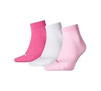 PUMA Unisex Quarter Plain Socks (3 Pair Pack), Multicoloured (Pink Lady), 6-8 (Manufacturer Size: 39-42), one size, K-REY-PU502I6