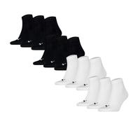 Puma Unisex Quarter Socks, 12 Pack - Quarter Plain 12P, Logo, Solid Color