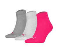 Puma Unisex Quarter Socks, 3-Pack - Quarter Plain 3P, Logo, Solid Color