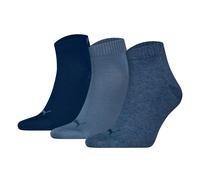 Puma Unisex Quarter Socks, 3-Pack - Quarter Plain 3P, Logo, Solid Color