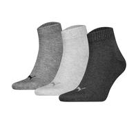 Puma Unisex Quarter Socks, 3-Pack - Quarter Plain 3P, Logo, Solid Color